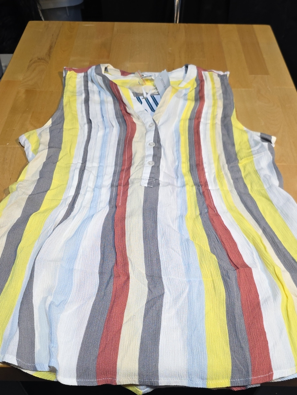 Market & Spruce Striped Sleeveless Tunic in Yellow, Gray, Cream